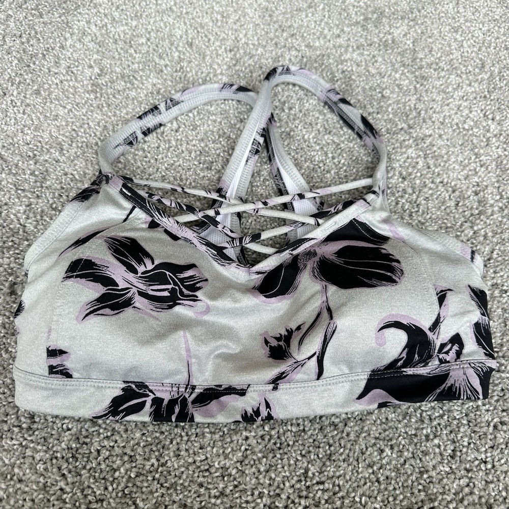 Athleta TROPICAL MIND OVER MAT‎ Bra Grey Black  Sports Athletic size Small